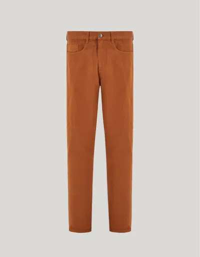 Canali Terracotta Regular Fit Five Pocket Pants, Made From Cotton Microtwill In Brown