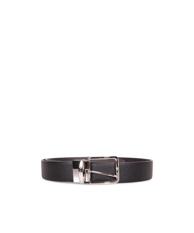 Canali Textured Buckle Belt In Black