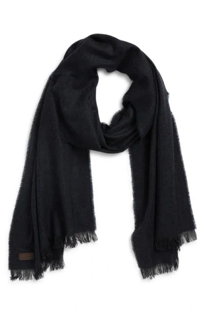Canali Textured Cashmere Scarf In Black