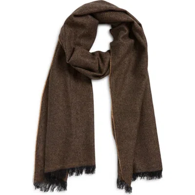 Canali Textured Cashmere Scarf In Brown