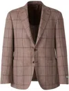 Canali Textured Check Pattern Jacket In Brown