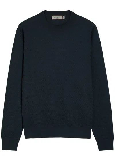 Canali Textured Cotton-blend Jumper In Orange