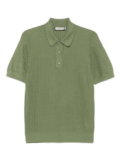 Canali Textured Polo Shirt In 绿色
