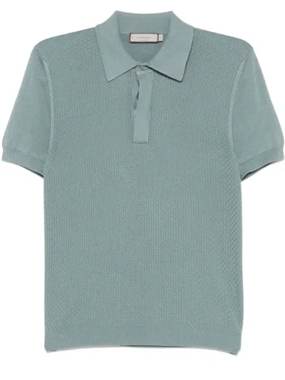 Canali Textured Polo Shirt In Green