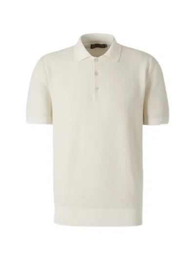 Canali Textured Polo Shirt In Neutral
