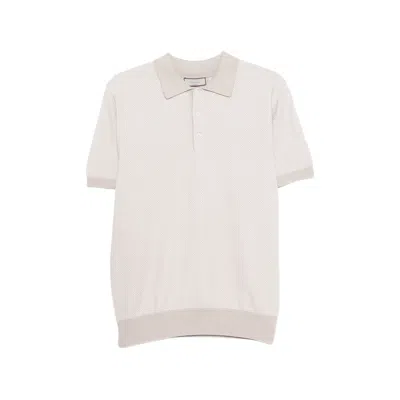 Canali Textured Polo Shirt In White