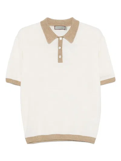 Canali Textured Polo Shirt In Neutrals