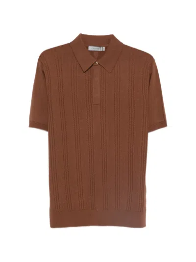 Canali Textured Short-sleeve Polo Shirt In Brown