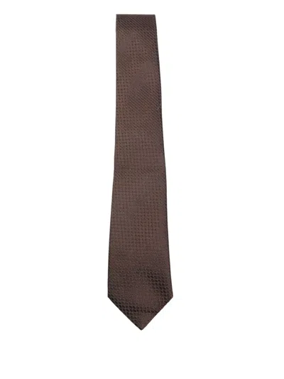 Canali Textured Silk Tie In Brown
