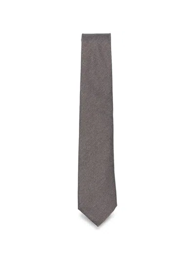 Canali Textured Silk Tie In Gray