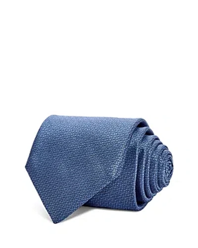 Canali Textured Solid Silk Classic Tie In Blue