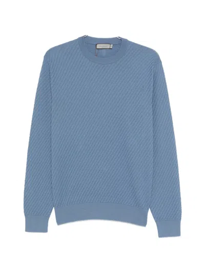 Canali Textured Sweater In Blue
