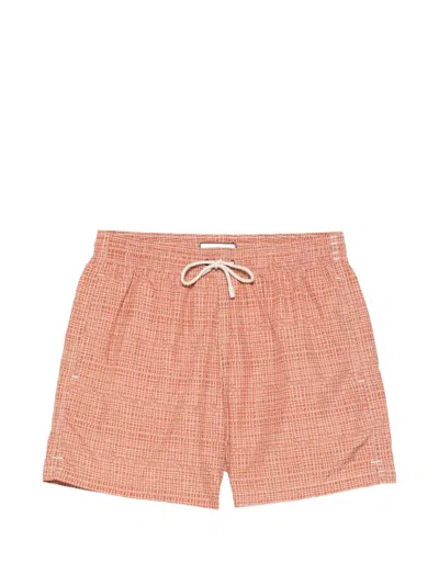 Canali Textured Swim Shorts In Brown