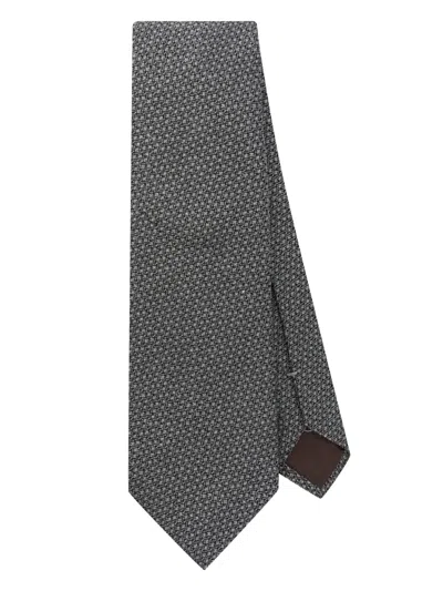 Canali Textured Tie In Grey