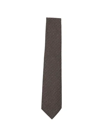 Canali Textured-finish Silk Tie In Brown