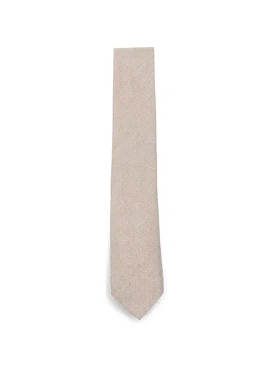 Canali Textured-finish Silk Tie In Neutral