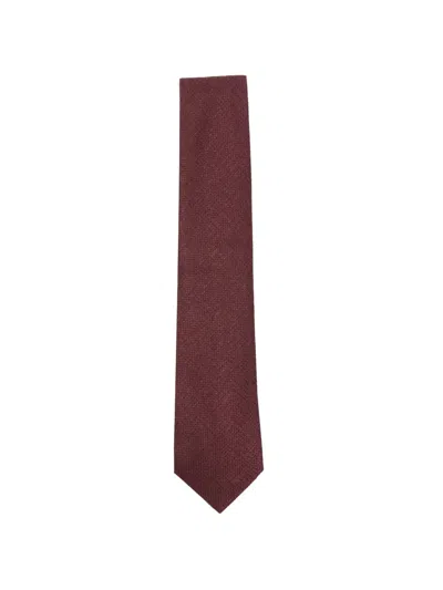 Canali Textured-weave Silk Tie In Burgundy