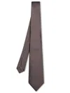 Canali Geometric Micro Pattern Beige And Black Tie