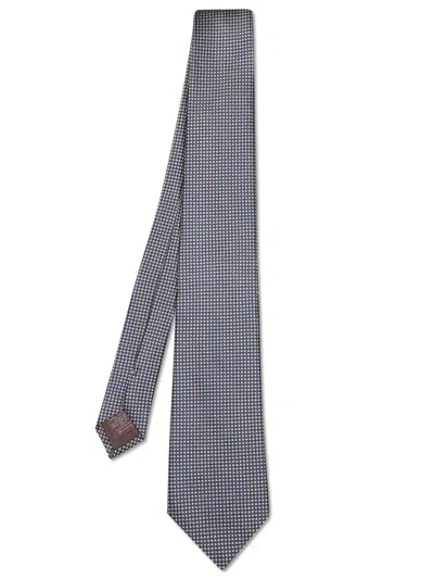 Canali Micro Geometric Beige/blue Tie In Multi