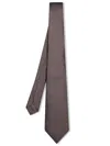Canali Geometric Micro Pattern Beige And Black Tie