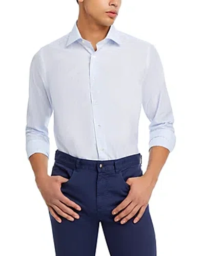 Canali Tonal Check Regular Fit Dress Shirt In Blue