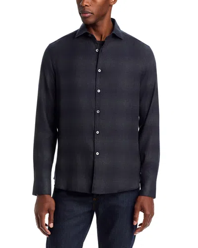 Canali Tonal Plaid Sportshirt In Blue