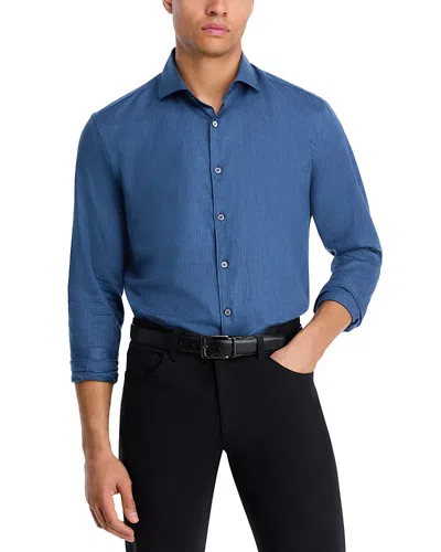 Canali Tonal Sport Shirt In Blue