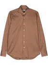 Canali Tonal-stitching Cotton Shirt In Brown