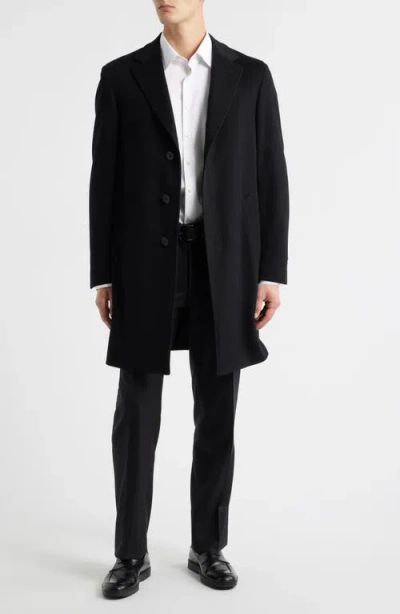 Canali Trim Fit Wool & Cashmere Coat In Black