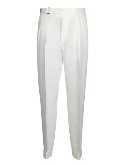 Canali White Linen Trousers
