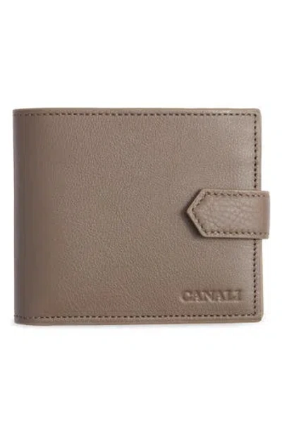 Canali Tumbled Calfskin Billfold Wallet In Brown