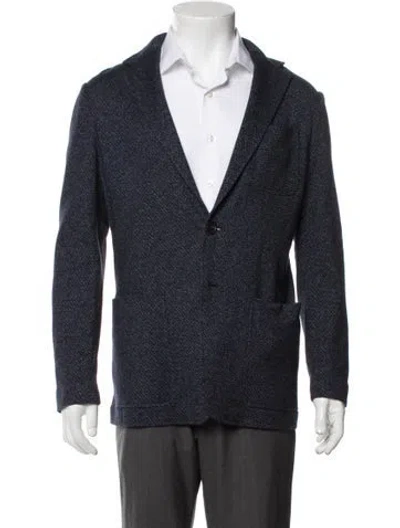 Pre-owned Canali Tweed Pattern Jacket In Blue