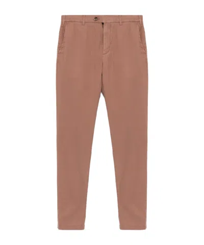 Canali Twill Chinos In Deep Pink