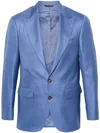 Canali Twill Mélange Blazer In Blue