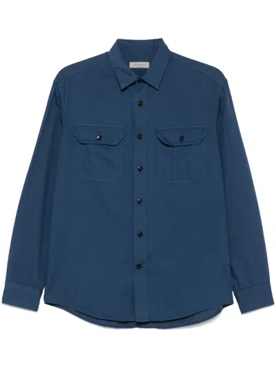 Canali Twill Shirt In Blue