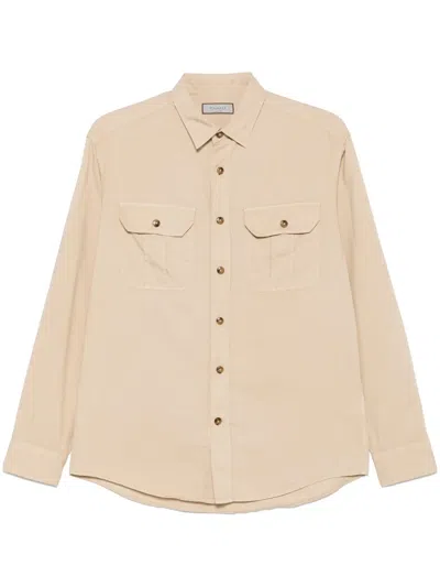 Canali Twill Shirt In Neutral