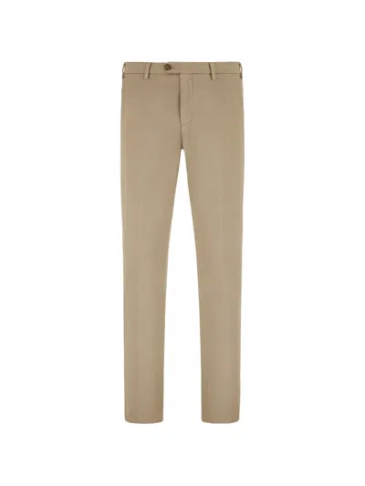 Canali Twill Slim-fit Trousers In Neutral