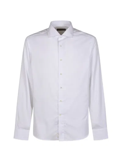 Canali Twill Spread-collar Shirt In White