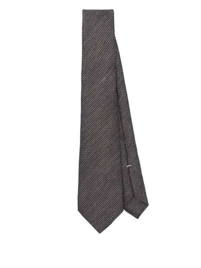 Canali Patterned-jacquard Silk Tie In Brown
