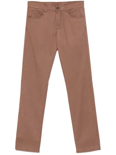 Canali Twill Trousers In Brown