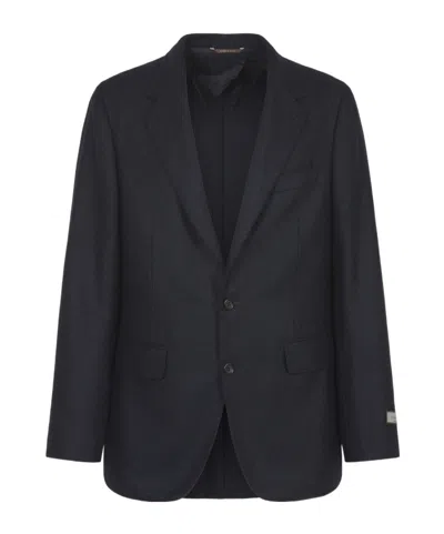 Canali Twill-weave Blazer In Black