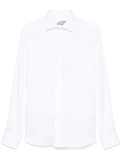 Canali Twill-weave Shirt In White