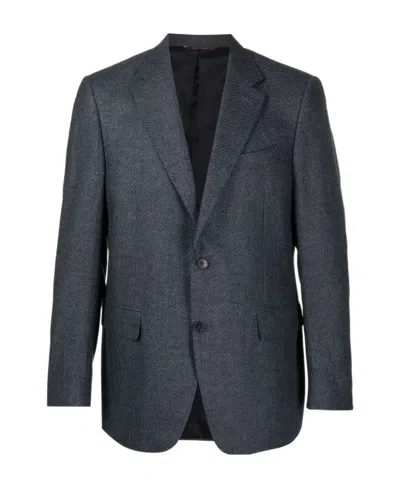 Canali Twill-weave Wool Blazer In Black