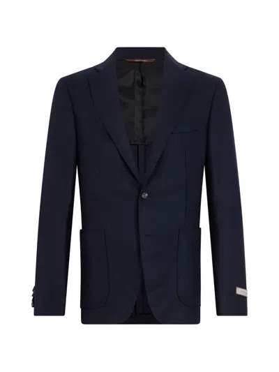 Canali Twill-weave Single-breasted Blazer In Blue