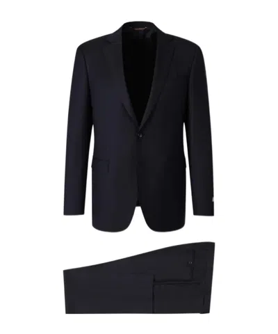 Canali Single-breasted Pinstripe-pattern Wool Suit In Blue
