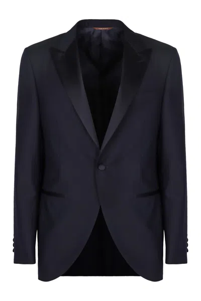 Canali Satin Lapel Two-piece Suit In Blue