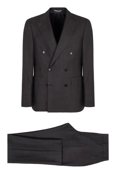 Canali Two-piece Wool Suit In Burgundy