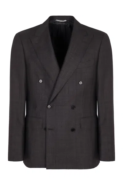 Canali Two-piece Wool Suit In Black