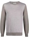 Canali Crew-neck Wool Jumper In Neutrals