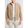 Canali Ultrasoft Suede Bomber Jacket In Beige